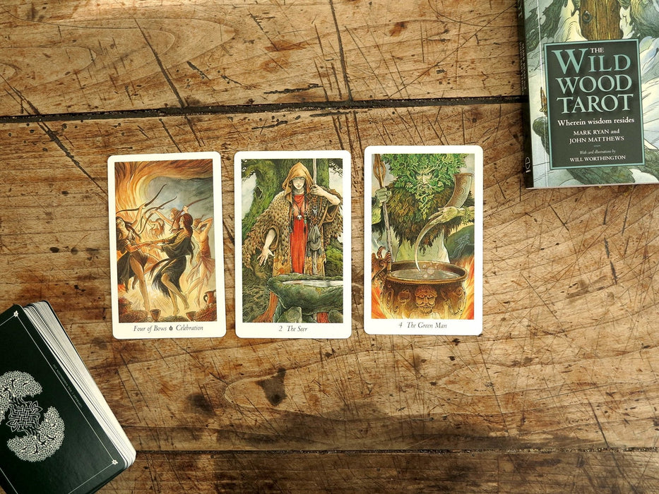 The Wild Wood Tarot: Wherein Widsom Resides Paperback – Mark Ryan, John Matthews, Will Worthington (Preloved/käytetty) - Tarotpuoti